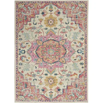 Nourison Passion Ivory/Pink Area Rug | Modern Boho Style