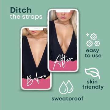 Boob Tape Boobtape for Breast Lift | Includes Nipple Covers | Body Tape for Push up & Shape | Works Great with Sticky Bra Backless Bra or Strapless Bra | Waterproof Sweat-Proof