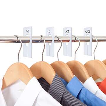 8 PCS Closet Rack Dividers, Wardrobe partition board White Rectangular Clothing Hanger Dividers with a Bonus Marker, Writable & Reusable for Sorting Clothes Size, Color