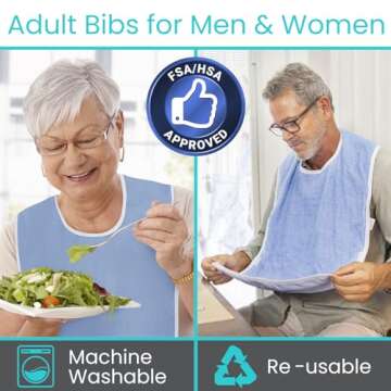 Vive Adult Bibs (2-pack) - Waterproof Apron Set for Men, Women for Eating with Adjustable Strap - Wa...