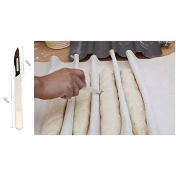 DOYOLLA Nonstick Perforated French Baguette Pans for Baking 15”x13” Carbon Steel 4 Loaf, w/Bread Lame,Dough Scraper for Professional&Home Bakers,Cooking Oven Toaster Pan,Bread Baker's Tray