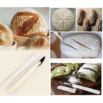 DOYOLLA Nonstick Perforated French Baguette Pans for Baking 15”x13” Carbon Steel 4 Loaf, w/Bread Lame,Dough Scraper for Professional&Home Bakers,Cooking Oven Toaster Pan,Bread Baker's Tray