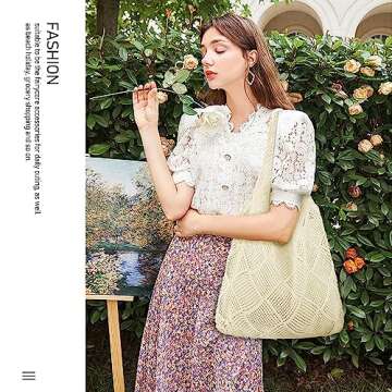 Hatisan Crochet Beach Tote Bag - Aesthetic Women's Bag