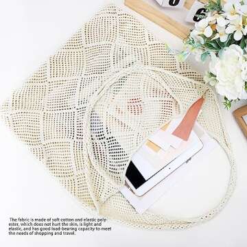 Hatisan Crochet Beach Tote Bag - Aesthetic Women's Bag