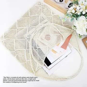 Hatisan Crochet Beach Tote Bag - Aesthetic Women's Bag
