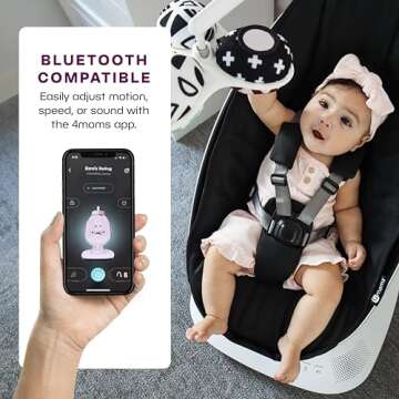 4moms MamaRoo Multi-Motion Baby Swing, Bluetooth Enabled with 5 Unique Motions, Black