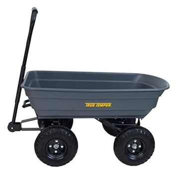 True Temper Poly Garden Cart Wagon - 4 Cu. Ft. Capacity & Pneumatic Tires
