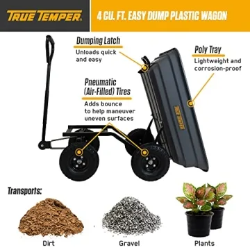 True Temper Poly Garden Cart Wagon with EZ Dump Design
