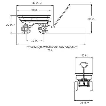 True Temper Poly Garden Cart Wagon with EZ Dump Design