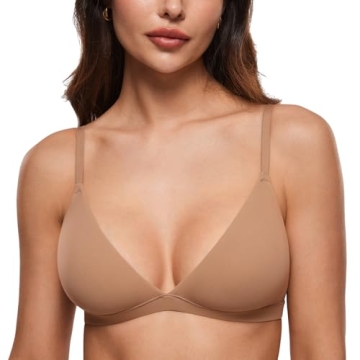 INLYRIC Women's Inbarely Triangle Bralette Plunge Unlined Seamless Bra No Underwire Sexy Comfortable...
