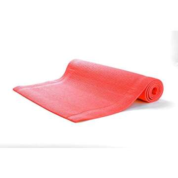 Mind Reader All Purpose Extra Thick Yoga Mat Fitness & Exercise Mats with Carrying Strap, High Density Anti-Tear, Red