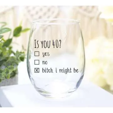 40th Birthday Funny Personalized Wine Glass Gift