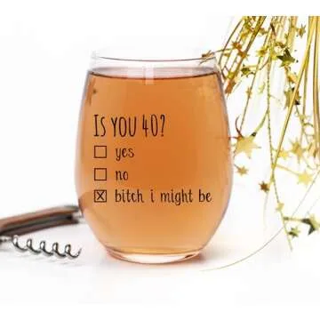 40th Birthday Funny Personalized Wine Glass Gift