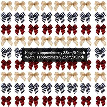 WHQXFDZ 120 PCS Christmas Mini Plaid Burlap Bows Christmas Buffalo Plaid Bows Ornament for Christmas Tree Crafts Home Decoration DIY Making(Multiple Colors)