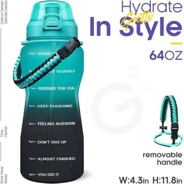 64oz Motivational Water Bottle with Time Marker