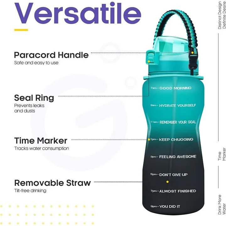 64oz Motivational Water Bottle with Time Marker