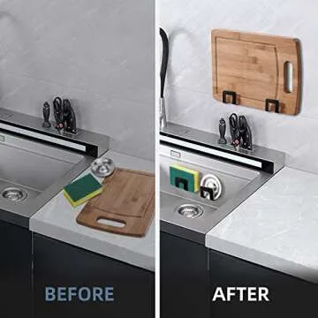 EIXENCOSI Premium Stainless Steel Sink Sponge Holder Set - Quick Drying and Strong Adhesive