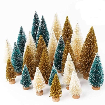 OurWarm 24Pcs Frosted Sisal Christmas Trees for Crafts