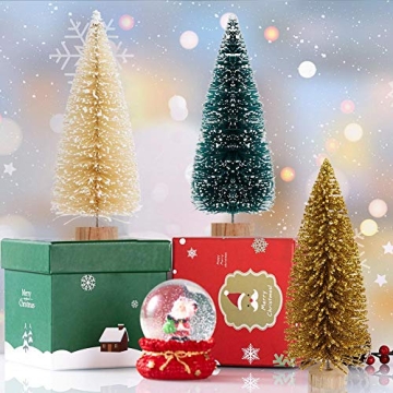 OurWarm 24Pcs Frosted Sisal Christmas Trees for Crafts