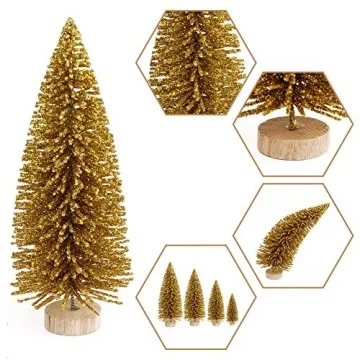 OurWarm 24Pcs Frosted Sisal Christmas Trees for Crafts