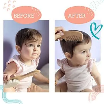 Baby Hair Brush and Comb Set for Newborn and Toddler Boy or Girl - Wooden Baby Hair Brush with Soft Goat Bristles for Cradle Cap