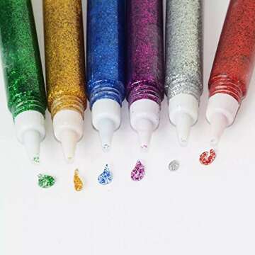 Tassel Toppers 10 Pack - Non-Toxic Washable Glitter Glue Stick Set, Glitter Glue Gel Pens for Art Pr...