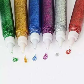 Tassel Toppers 10 Pack - Non-Toxic Washable Glitter Glue Stick Set, Glitter Glue Gel Pens for Art Pr...