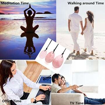 TOP-VRA Yoni Eggs Jade Stone Egg Yoni Egg, GIA Certified,Eggs Stones 3PCS Crystal Chakra Healing Yoga Exercise Eggs to Train PC Muscles for Women Exercise (Rose Quartz)