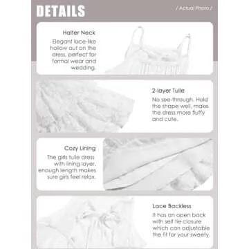 Elegant Batermoon Girls Lace Backless Tulle Dress for Ages 10-12