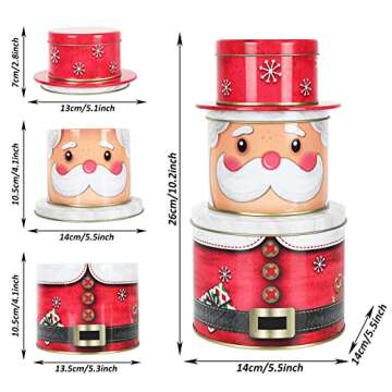 Whaline 2 Pack Christmas Food Tin Box Set Large Santa Claus Nutcracker Design Cookie Tin 3D Metal fo...