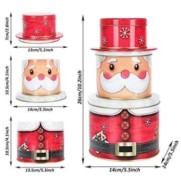 Whaline 2 Pack Christmas Food Tin Box Set - Santa&Nutcracker Design for Cookies & Gifts