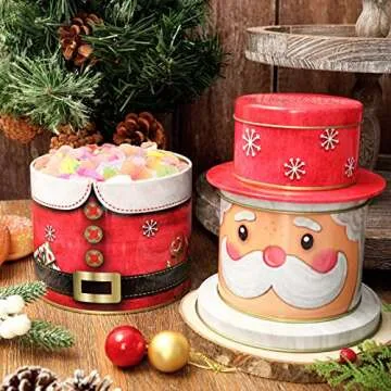 Whaline Christmas Food Tin Box Set 3D Santa and Nutcracker