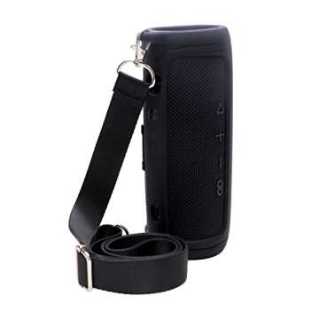 LTGEM Silicone Protective Case for JBL Flip 6 Portable Bluetooth Speaker with Extra Carabiner and Strap- Black (Case Only)