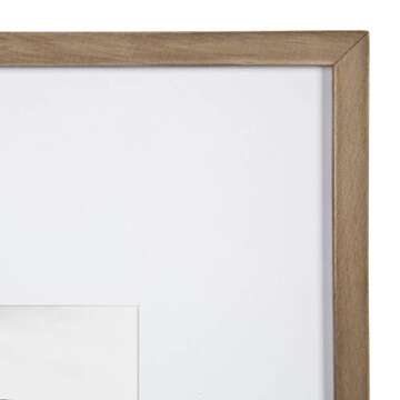 DesignOvation Gallery Wood Photo Frame Set for Customizable Wall Display, Rustic Brown 16x20 matted to 8x10, Pack of 2