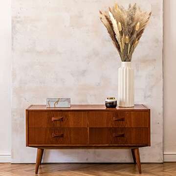 65 Pcs Pampas Grass, 17'' Natural Dried Pampas Grass Decor Plants Flower Bouquet for Pampas Grass Vase, Boho Home Decor, Photography, Wedding, Events, Office Decoration