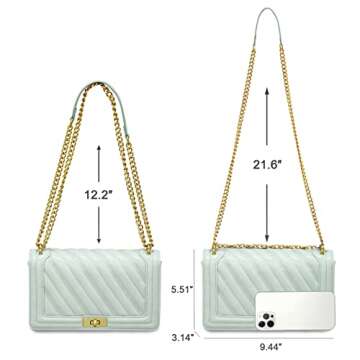 Anna&Yoyo Quilted Crossbody Bags for Women, Lightweight PU Leather Lady Shoulder Purses, Trendy Designer Shoulder Bag with Chain Strap（Light green…