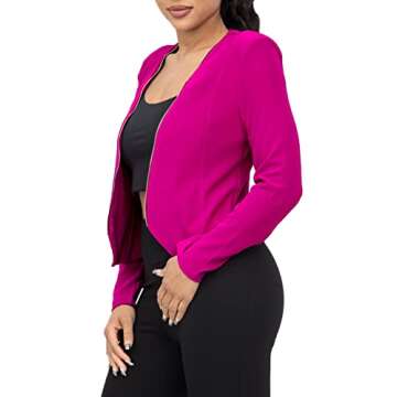 Michel Women Casual Open Front Blazer Cardigan Jacket with Plus Size (1XL ~ 2XL)