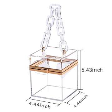 Women's Clear Acrylic Clutch Purse Cute Evening Bag Party Travel Jelly Square Box Chain Handbag Medi...