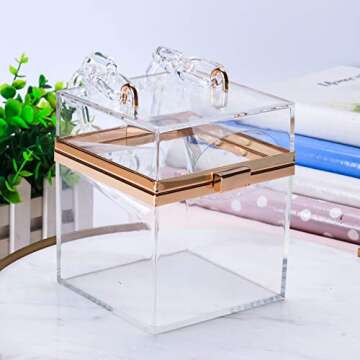 Women's Clear Acrylic Clutch Purse Cute Evening Bag Party Travel Jelly Square Box Chain Handbag Medium