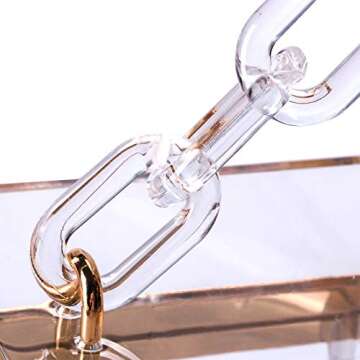 Women's Clear Acrylic Clutch Purse Cute Evening Bag Party Travel Jelly Square Box Chain Handbag Medium