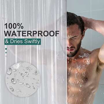 AmazerBath Clear Shower Curtain 78 Inches Long Shower Curtain Plastic, Premium PEVA Shower Curtain Heavy Duty 8G, Weighted Shower Curtains for Bathroom with Big Stones and Grommets, 72x78 Inches