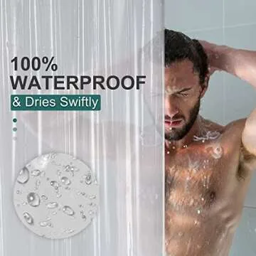 AmazerBath Clear Shower Curtain 78 Inches Long Shower Curtain Plastic, Premium PEVA Shower Curtain Heavy Duty 8G, Weighted Shower Curtains for Bathroom with Big Stones and Grommets, 72x78 Inches