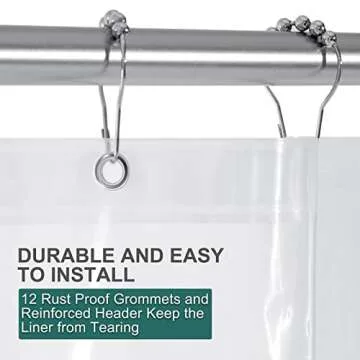 AmazerBath Clear Shower Curtain 78 Inches Long Shower Curtain Plastic, Premium PEVA Shower Curtain Heavy Duty 8G, Weighted Shower Curtains for Bathroom with Big Stones and Grommets, 72x78 Inches