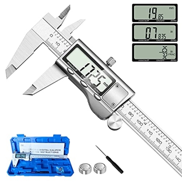Digital Caliper Measuring Tool - Stainless Steel Vernier Caliper with Large LCD Screen