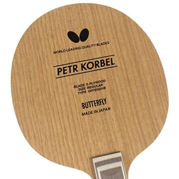 Butterfly Petr Korbel Table Tennis Blade - 5-ply All-Wood Blade - Professional Butterfly Table Tenni...