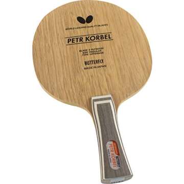 Butterfly Petr Korbel Table Tennis Blade - 5-ply All-Wood Blade - Professional Butterfly Table Tennis Blade - Available in FL and ST Shakehand Handle Styles - Made in Japan