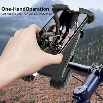 Marspeeder Bike Motorcycle Phone Mount,[Super Stable Metal] Bike Motorcycle Phone Holder with Security Lock, Bicycle Phone Mount with Soft Cushion & Adjustable Clip Compatible with 4.7''-6.8'' Phone