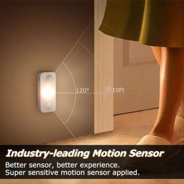 NIEGNOWOO LED Motion Sensor Puck Lights, Rechargeable Cabinet Lights, Stick on Wireless LED Night Li...