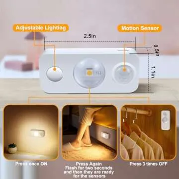 NIEGNOWOO LED Motion Sensor Puck Lights, Rechargeable Cabinet Lights, Stick on Wireless LED Night Light for Closet, Drawer, Shelf, Under Cabinet, Warm White 4Pack, USB Charging Cord Included