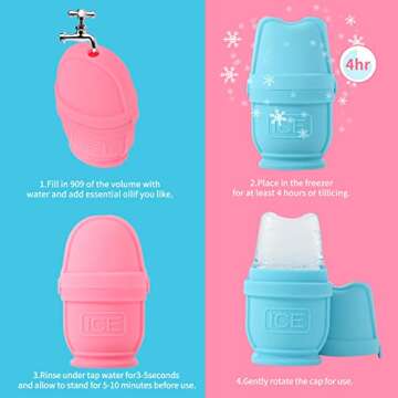 BFASU 2 Packs Face and Body Ice Roller, Silicone Ice Cube for Puffiness, Pain Relief, Cold Therapy Ice Cup Molds Massage Tool